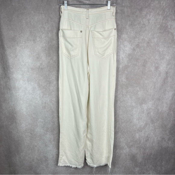 We The Free People Old West Slouchy Wide Leg Pants In Ivory Women's Size 26 - Picture 6 of 7